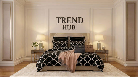 Black White Geometric Cotton King Size Bedsheet Set